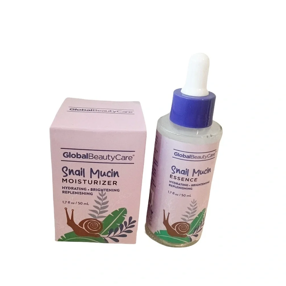 NEW Global Beauty Snail Mucin Skincare Set Moisturizer & Essence Duo Hydrating